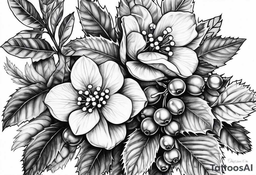 Holly berry birth flower chian tattoo idea