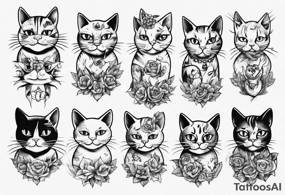 funny cat tattoo idea