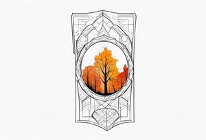 knee tattoo in fall color masculine design with no faces tattoo idea