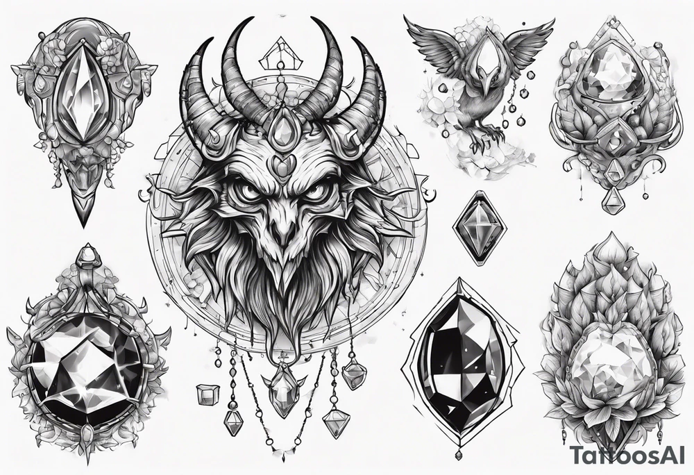 The Demon Stolas. Surrounded by gems, knowledge of astrology and poisonous gems. tattoo idea