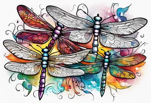 4 dragonflies flying together tattoo idea