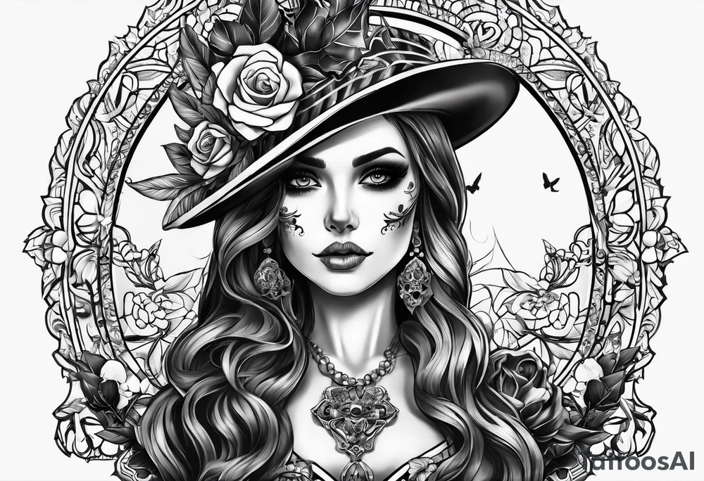 lady skeleton tattoo idea