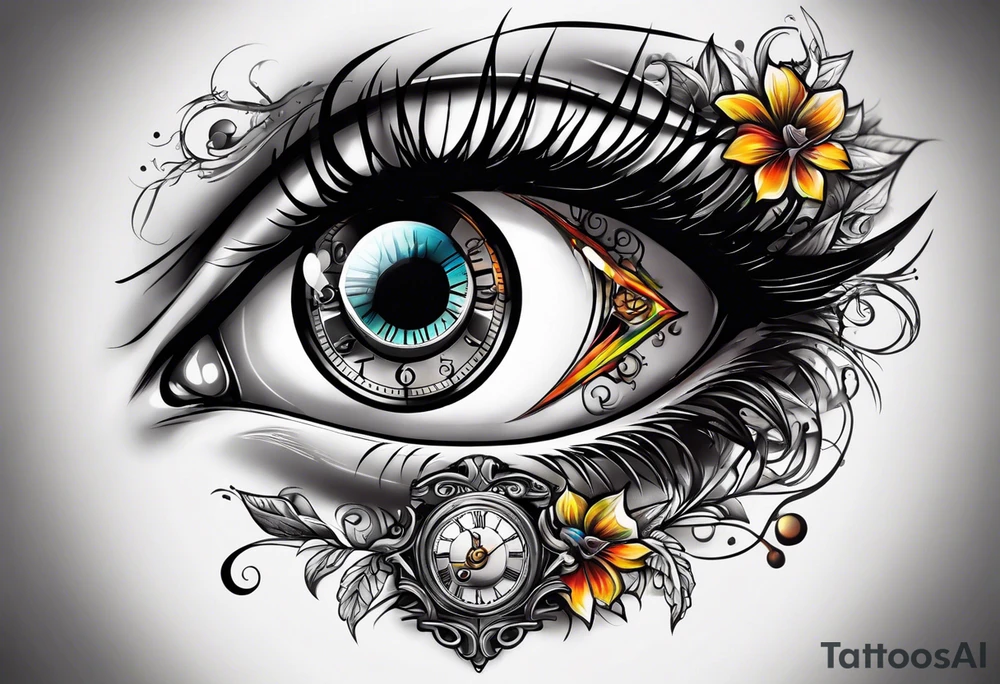 Eye with clock tattoo tattoo idea
