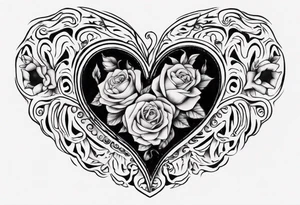 A black heart with the words Lucas and Margaret tattoo idea