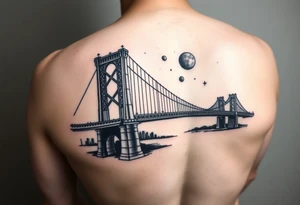 Create a tattoo of the brooklyn bridge 
Have a galaxy in the sky with planets and stars add color tattoo idea
