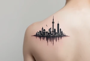 shanghai city landscape tattoo idea