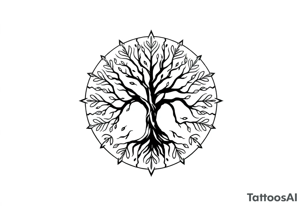 Tree of life circle tattoo idea