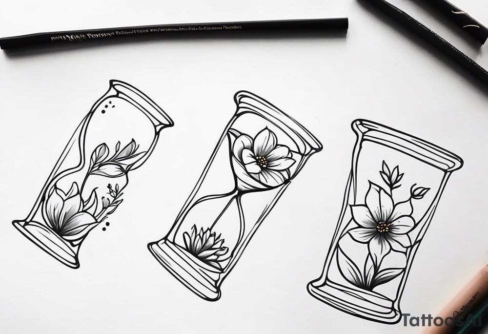 Hour glass flower tattoo idea