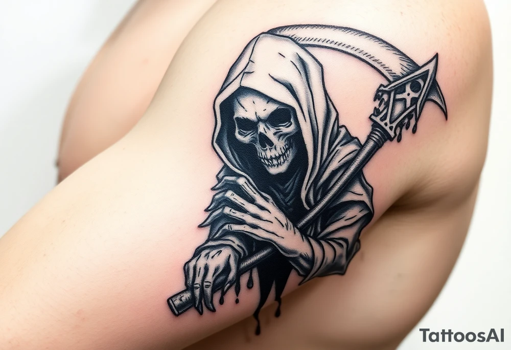 Grim reaper complex with shading tattoo idea