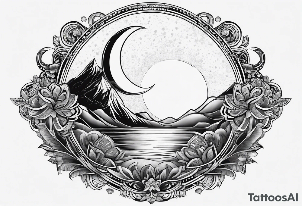 Ornemental moon tattoo idea