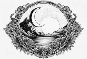 Ornemental moon tattoo idea
