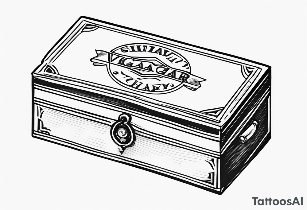 A simple vintage cigar box tattoo idea