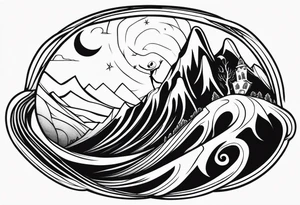 jack skellington on the curved montain tattoo idea