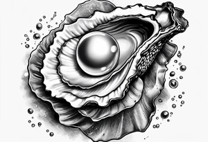 Open oyster with pearl inside tattoo idea