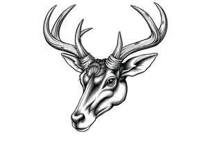 a rain deer horn with wood pattern on it tattoo idea