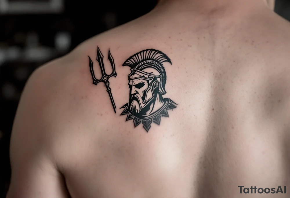 spartan with trident tattoo idea