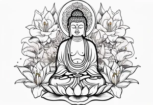 buddha and lilies tattoo idea