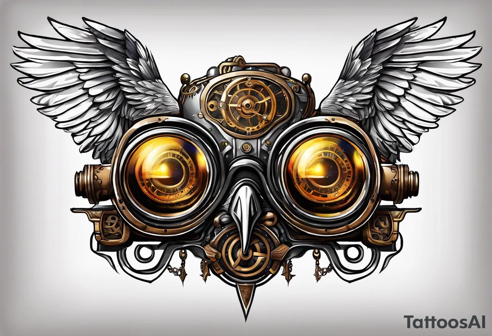 pelican steampunk goggles tattoo idea