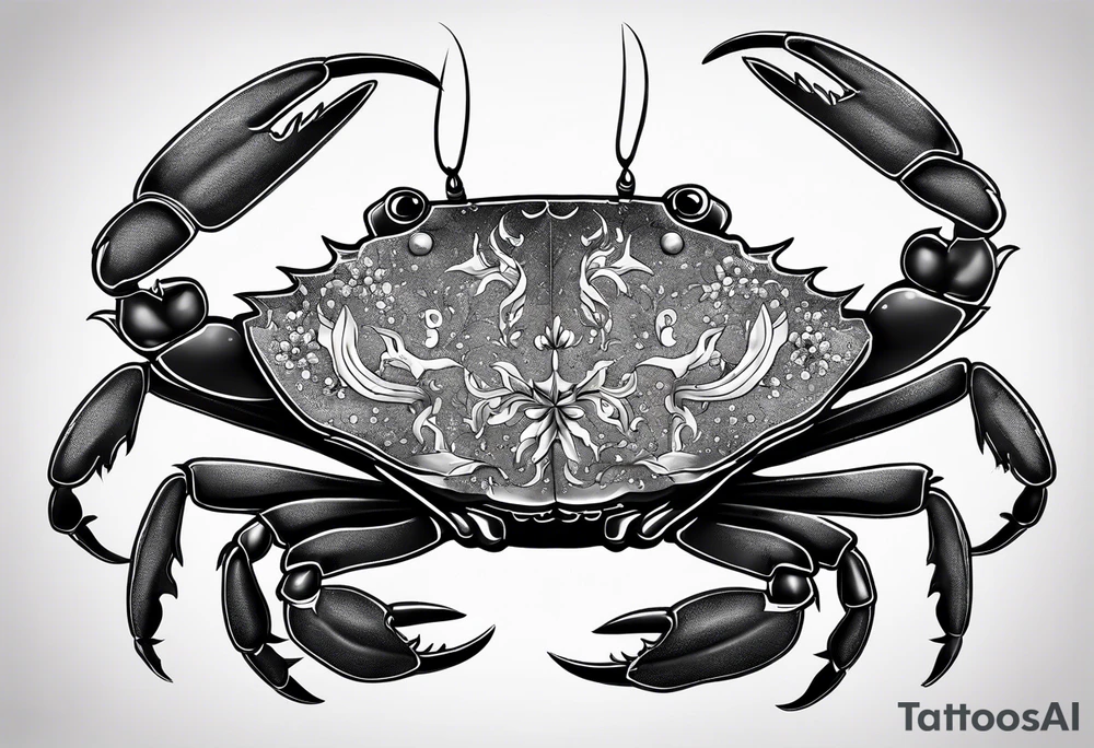 Crab con numero 69 nelle chele tattoo idea