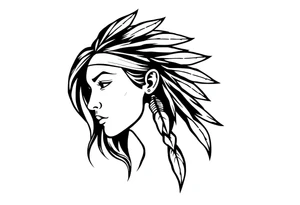 Female Native American dark hair tattoo idea