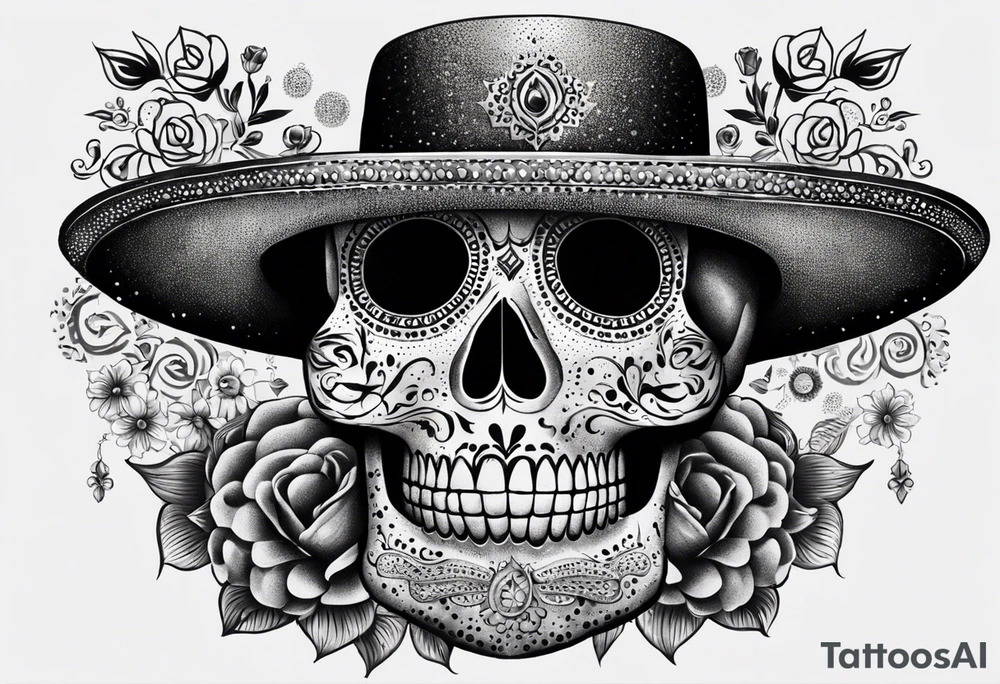 Mexico day of dead  man standing
 drink horizontal tattoo idea