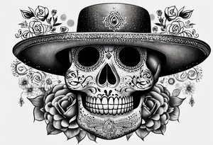 Mexico day of dead  man standing
 drink horizontal tattoo idea