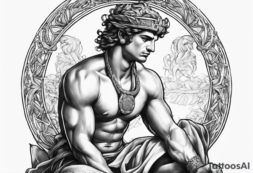 God hermes kneeling naked tattoo idea
