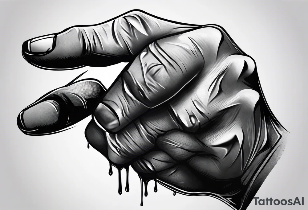 a human hand with face up with palm facing the camera. The hand is plain with no tattooes or decoration. The hand has a hole in it like a gun shot would and it is dripping blood. tattoo idea