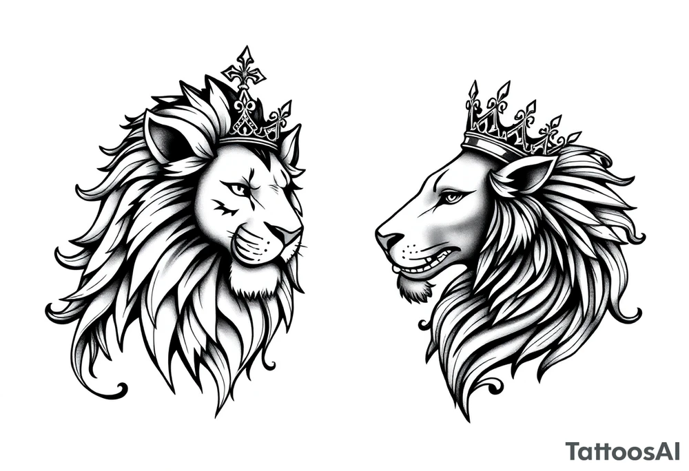 powerful majestic lion vagina and anus
with a crown tattoo idea