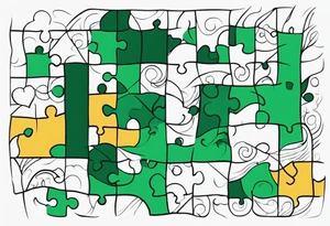 Emerald color Puzzle pieces tattoo idea