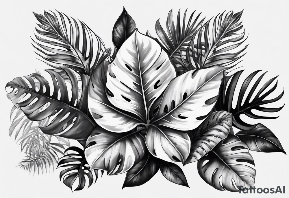 Grey Monsteras tattoo idea