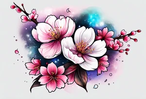 Cherry blossom flower galaxy tattoo idea
