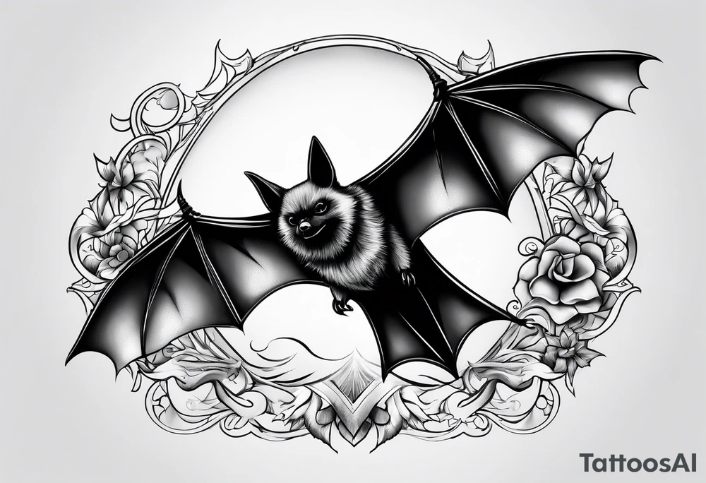Flying bat tattoo idea