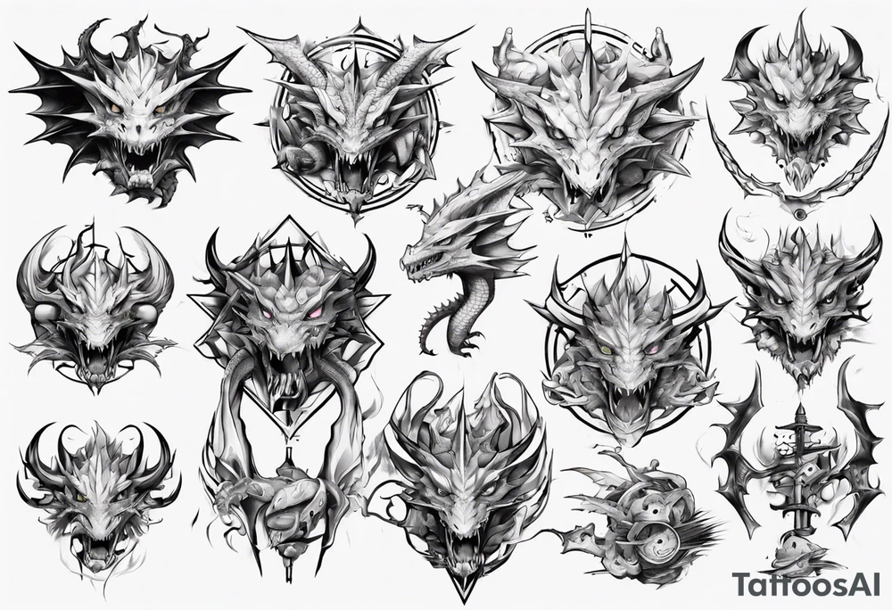 anime dragons weapons video games tattoo idea