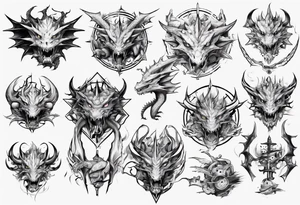 anime dragons weapons video games tattoo idea