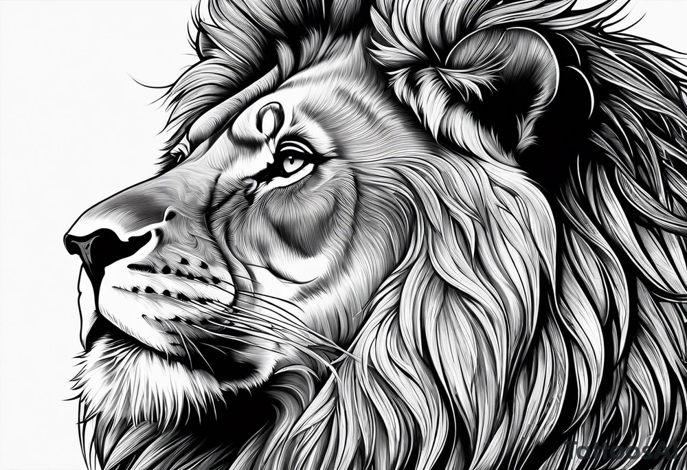 powerful majestic lion, close-up tattoo idea