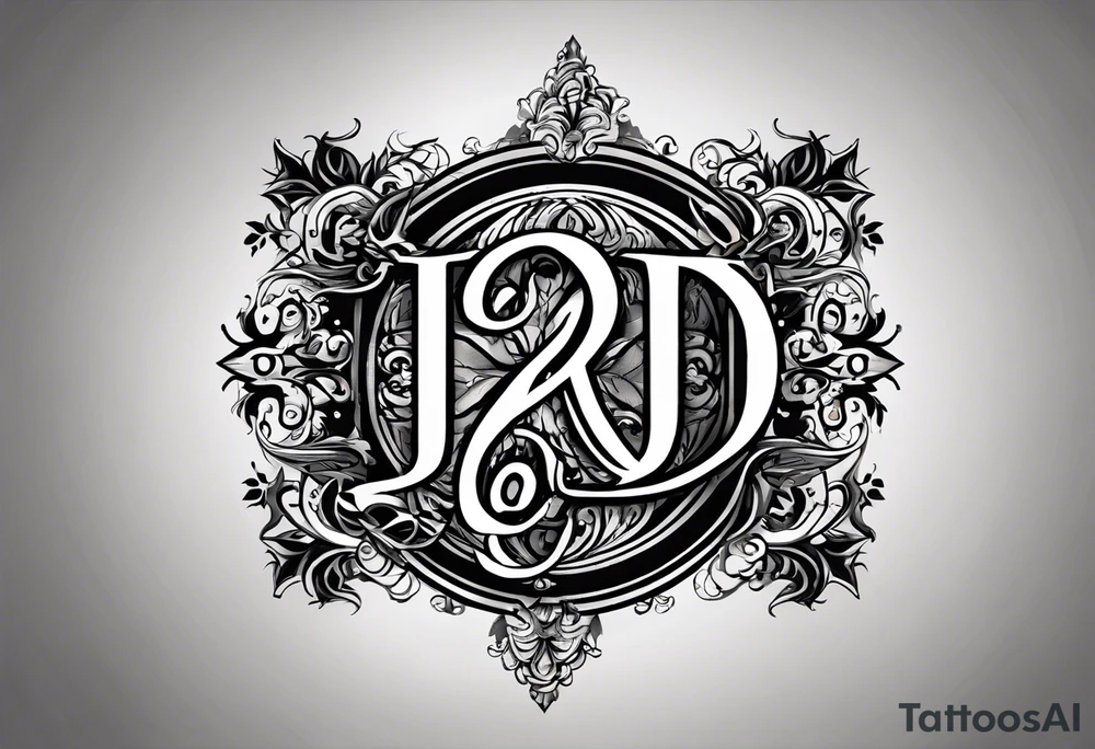 I want to design a tattoo that has the letters A, J, D, E mixed together like a design in harmony with old chaligraphy. I don't want additional images but just the letters tattoo idea