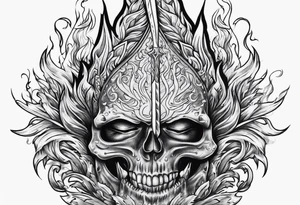 trident in flame tattoo idea
