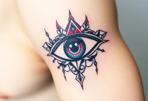 A Mystical Third Eye with blue Eyes(only red , blue and black are possible colors) tattoo idea