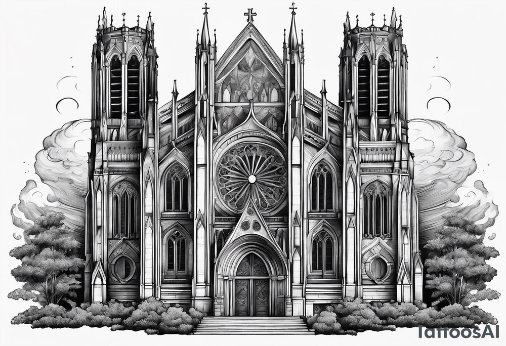 cathedral on fire tattoo idea