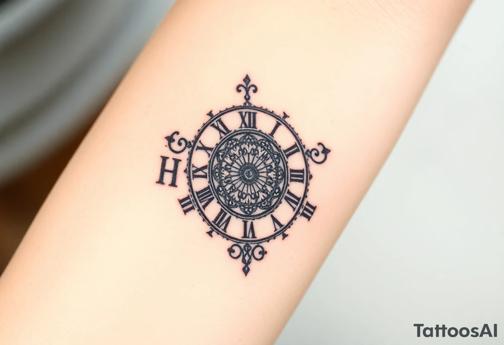 vintage roman numerals within ornate clockwork mechanism tattoo idea