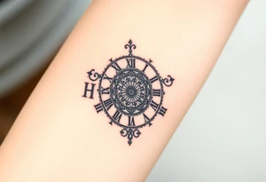 vintage roman numerals within ornate clockwork mechanism tattoo idea