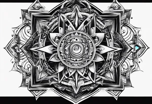 quantum atom with spiritual elements tattoo idea