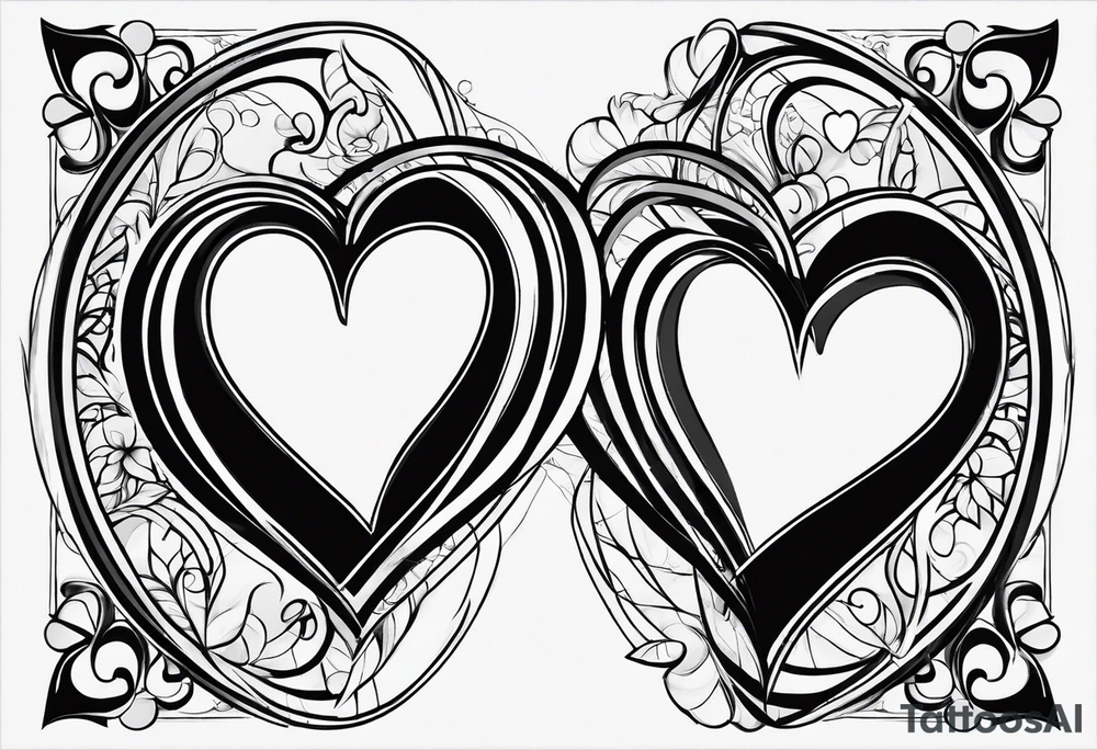 2 hearts intertwined by one line with the names Tony and Isabella on the inner sides ot the hearts tattoo idea