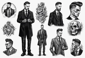 A man wearing a suit and an overcoat tattoo idea