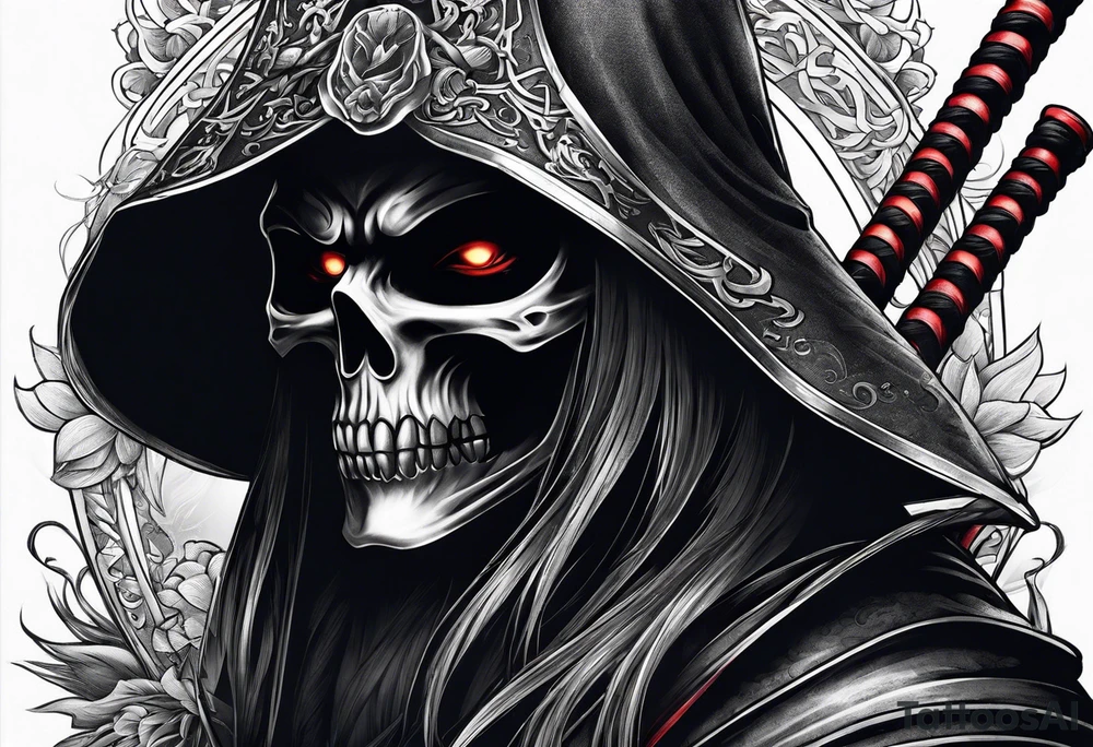Katana and grim reaper tattoo idea