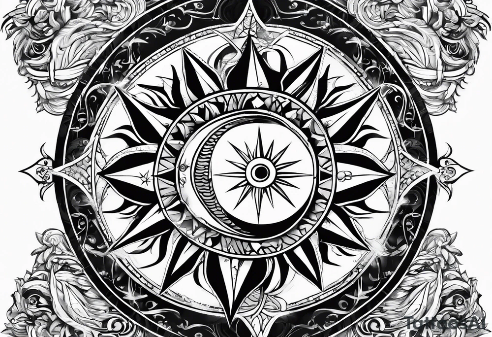 A sun depicted as a male figure tattoo idea