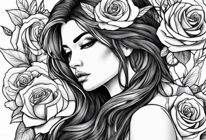 angel, roses, name MARTINA tattoo idea