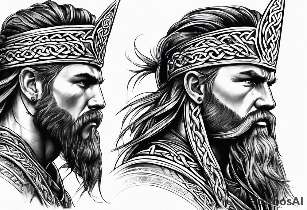 Celtic warrior facing left tattoo idea
