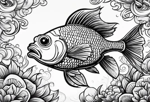Cartoon fish with a mean face tattoo idea